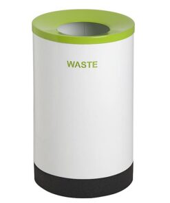 Recycling Bin Steel - Round - Printed Wording - 400 �� x 670 (H) mm - White - RECL01WH