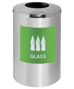 Recycling Bin One Hole - Stainless Steel - Includes Sticker Label and Plastic Liner - 490 �� x 695 (H) mm - RECDK01SSREC004L1