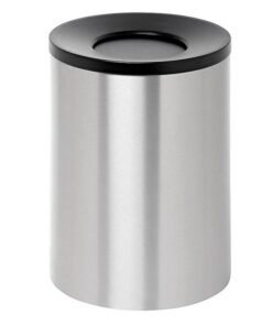 Steel Litter Bin - Wide - Swivel Funnel Top Lid and Bin Liner - Solid - 400 �� x 600 (H) mm - Stainless Steel - 772SS-027SD