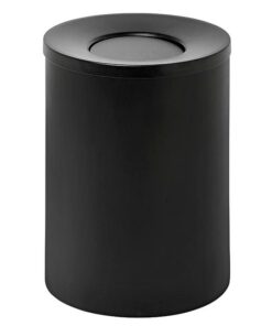 Steel Litter Bin - Wide - Swivel Funnel Top Lid and Bin Liner - Solid - 400 �� x 600 (H) mm - Black - 772BL-027SD