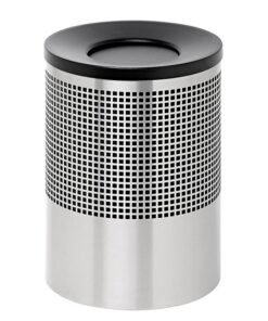 Steel Litter Bin - Wide - Swivel Funnel Top Lid and Bin Liner - Square Punch - 400 �� x 600 (H) mm - Stainless Steel - 771SS-027SD