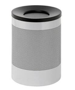Steel Litter Bin - Wide - Swivel Funnel Top Lid and Bin Liner - Square Punch - 400 �� x 600 (H) mm - Silver - 771SI-027SD