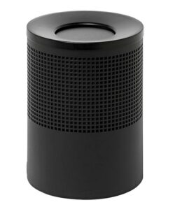 Steel Litter Bin - Wide - Swivel Funnel Top Lid and Bin Liner - Square Punch - 400 �� x 600 (H) mm - Black - 771BL-027SD