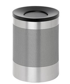 Steel Litter Bin - Wide - Swivel Funnel Top Lid and Bin Liner - Perforated - 400 �� x 600 (H) mm - Stainless Steel - 770SS-027SD
