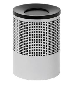 Steel Litter Bin - Wide - Swivel Funnel Top Lid and Bin Liner - Perforated - 400 �� x 600 (H) mm - Silver - 770SI-027SD