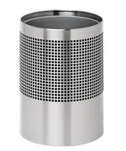 Steel Litter Bin - Wide - No Lid or Liner - Square Punch - 400 �� x 600 (H) mm - Stainless Steel - 764SS