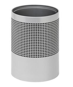 Steel Litter Bin - Wide - No Lid or Liner - Square Punch - 400 �� x 600 (H) mm - Silver - 764SI