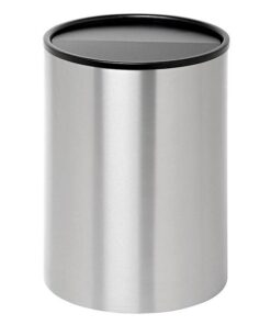 Steel Litter Bin - Wide - Full Swivel Lid and Bin Liner - Solid - 400 �� x 600 (H) mm - Stainless Steel - 763SS-027SD