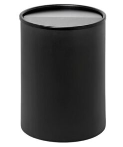 Steel Litter Bin - Wide - Full Swivel Lid and Bin Liner - Solid - 400 �� x 600 (H) mm - Black - 763BL-027SD