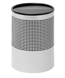 Steel Litter Bin - Wide - Full Swivel Lid and Bin Liner - Square Punch - 400 �� x 600 (H) mm - Silver - 762SI-027SD