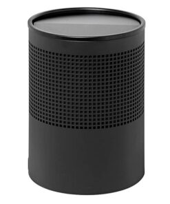 Steel Litter Bin - Wide - Full Swivel Lid and Bin Liner - Square Punch - 400 �� x 600 (H) mm - Black - 762BL-027SD