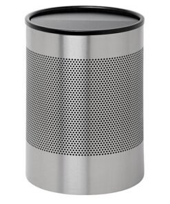 Steel Litter Bin - Wide - Full Swivel Lid and Bin Liner - Perforated - 400 �� x 600 (H) mm - Stainless Steel - 754SS-027SD