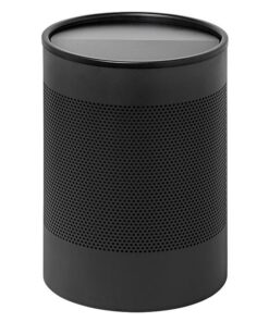 Steel Litter Bin - Wide - Full Swivel Lid and Bin Liner - Perforated - 400 �� x 600 (H) mm - Black - 754BL-027SD
