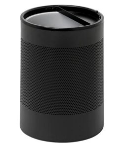 Steel Litter Bin - Wide - Half Moon Flip Top Lid and Bin Liner - Perforated - 400 �� x 600 (H) mm - Black - 753BL-027SD