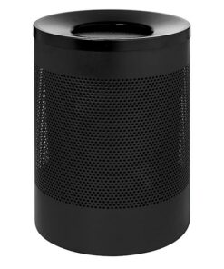 Steel Litter Bin - Wide - Funnel Top Lid and Bin Liner - Perforated - 400 �� x 600 (H) mm - Black - 631BL-027SD