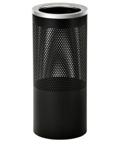Stainless Steel Litter Bin - Perforated - Rim Lid - 240 �� x 600 (H) mm - Black - 595BL