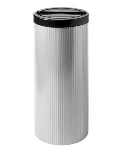 Steel Waste Paper Bin - Fluted - With Flip-top Lid - 240 �� x 600 (H) mm - Silver - 525SI