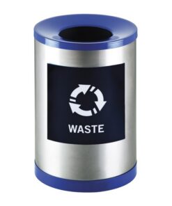 Recycling Bin Stainless Steel - Includes Lid And Base - Includes Sticker Label - 400 �� x 600 (H) mm - Colour Options - REC001SS