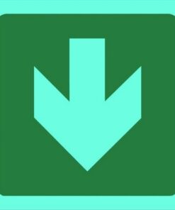 Photoluminescent Sign - Green Arrow Down - 190 x 190mm - SIGNPGA(D)190