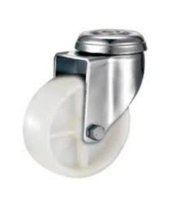 Castor Wheels - Nylon - Bolt Hole - Swivel - White - 75mm - TOOC468