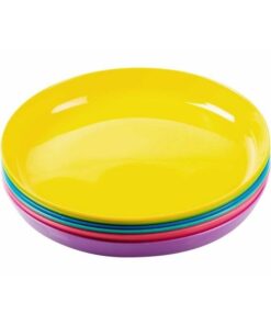 Kiddies Plastic Plates - Rainbow Range - 6 Assorted Colours Per Pack - Pack of 10