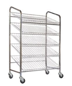 Wire Mesh Bread Trolley - Mobile - 5 Tier - Chrome and Electroplated - 153 x 110 x 58cm