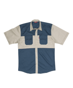 Delta Two Tone Bush Shirt (Stone & Navy)